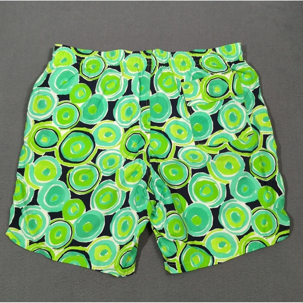 Seaward & Stearn Swim Trunks Men's XL Green Abstract Mesh Lined Drawstrings